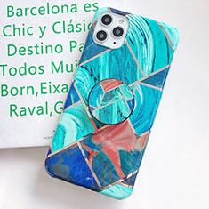 Custodia Silicone Gel Morbida Fantasia Modello Cover S06 per Apple iPhone 11 Pro Ciano