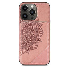 Custodia Silicone Gel Morbida Fantasia Modello Cover S06 per Apple iPhone 13 Pro Oro Rosa