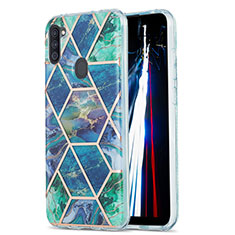 Custodia Silicone Gel Morbida Fantasia Modello Cover Y01B per Samsung Galaxy A11 Verde Notte