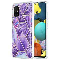 Custodia Silicone Gel Morbida Fantasia Modello Cover Y01B per Samsung Galaxy A51 5G Viola