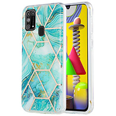 Custodia Silicone Gel Morbida Fantasia Modello Cover Y01B per Samsung Galaxy M21s Verde Pastello