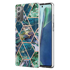 Custodia Silicone Gel Morbida Fantasia Modello Cover Y01B per Samsung Galaxy Note 20 5G Verde Notte