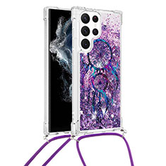 Custodia Silicone Gel Morbida Fantasia Modello Cover Y02B per Samsung Galaxy S22 Ultra 5G Viola
