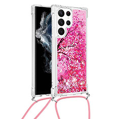 Custodia Silicone Gel Morbida Fantasia Modello Cover Y02B per Samsung Galaxy S23 Ultra 5G Rosa Caldo