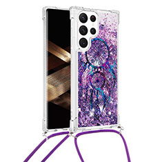 Custodia Silicone Gel Morbida Fantasia Modello Cover Y02B per Samsung Galaxy S24 Ultra 5G Viola