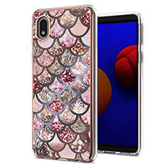Custodia Silicone Gel Morbida Fantasia Modello Cover Y03B per Samsung Galaxy M01 Core Marrone