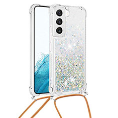 Custodia Silicone Gel Morbida Fantasia Modello Cover Y03B per Samsung Galaxy S21 FE 5G Argento
