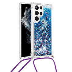 Custodia Silicone Gel Morbida Fantasia Modello Cover Y03B per Samsung Galaxy S22 Ultra 5G Blu