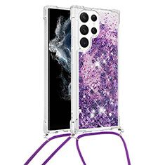 Custodia Silicone Gel Morbida Fantasia Modello Cover Y03B per Samsung Galaxy S22 Ultra 5G Viola