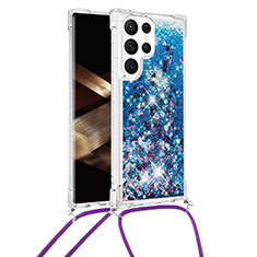 Custodia Silicone Gel Morbida Fantasia Modello Cover Y03B per Samsung Galaxy S24 Ultra 5G Blu