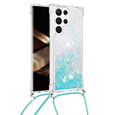 Custodia Silicone Gel Morbida Fantasia Modello Cover Y03B per Samsung Galaxy S24 Ultra 5G Ciano