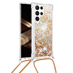 Custodia Silicone Gel Morbida Fantasia Modello Cover Y03B per Samsung Galaxy S24 Ultra 5G Oro