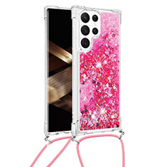Custodia Silicone Gel Morbida Fantasia Modello Cover Y03B per Samsung Galaxy S24 Ultra 5G Rosa Caldo
