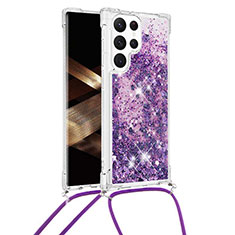 Custodia Silicone Gel Morbida Fantasia Modello Cover Y03B per Samsung Galaxy S24 Ultra 5G Viola