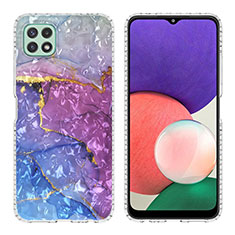 Custodia Silicone Gel Morbida Fantasia Modello Cover Y04B per Samsung Galaxy A22 5G Viola