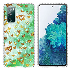 Custodia Silicone Gel Morbida Fantasia Modello Cover Y04B per Samsung Galaxy S20 FE 5G Verde Pastello