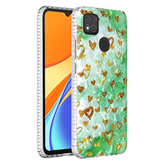 Custodia Silicone Gel Morbida Fantasia Modello Cover Y04B per Xiaomi Redmi 9C NFC Verde