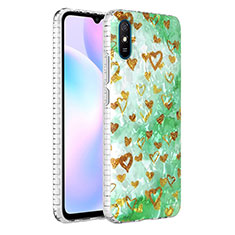 Custodia Silicone Gel Morbida Fantasia Modello Cover Y04B per Xiaomi Redmi 9i Verde