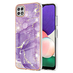 Custodia Silicone Gel Morbida Fantasia Modello Cover Y05B per Samsung Galaxy F42 5G Viola