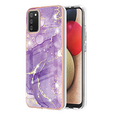 Custodia Silicone Gel Morbida Fantasia Modello Cover Y05B per Samsung Galaxy M02s Viola