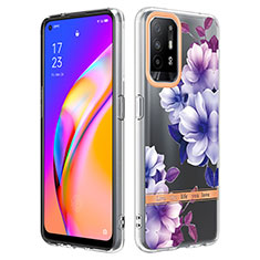 Custodia Silicone Gel Morbida Fantasia Modello Cover Y06B per Oppo Reno5 Z 5G Viola