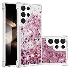 Custodia Silicone Gel Morbida Fantasia Modello Cover Y06B per Samsung Galaxy S24 Ultra 5G Oro Rosa