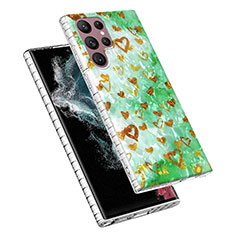 Custodia Silicone Gel Morbida Fantasia Modello Cover Y07B per Samsung Galaxy S23 Ultra 5G Verde