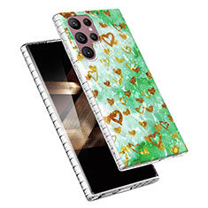 Custodia Silicone Gel Morbida Fantasia Modello Cover Y07B per Samsung Galaxy S24 Ultra 5G Verde