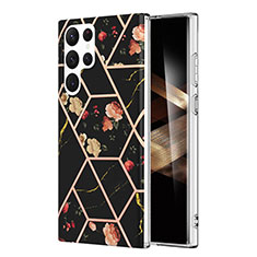 Custodia Silicone Gel Morbida Fantasia Modello Cover Y09B per Samsung Galaxy S24 Ultra 5G Nero