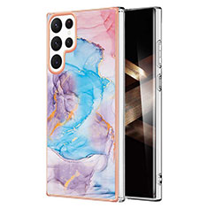 Custodia Silicone Gel Morbida Fantasia Modello Cover Y10B per Samsung Galaxy S24 Ultra 5G Blu