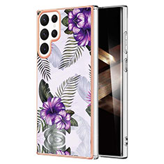 Custodia Silicone Gel Morbida Fantasia Modello Cover Y10B per Samsung Galaxy S24 Ultra 5G Viola