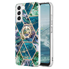 Custodia Silicone Gel Morbida Fantasia Modello Cover Y13B per Samsung Galaxy S21 5G Blu Notte