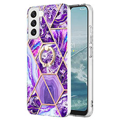 Custodia Silicone Gel Morbida Fantasia Modello Cover Y13B per Samsung Galaxy S21 5G Viola