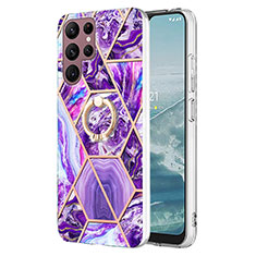 Custodia Silicone Gel Morbida Fantasia Modello Cover Y13B per Samsung Galaxy S21 Ultra 5G Viola