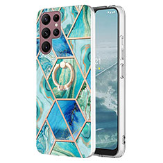 Custodia Silicone Gel Morbida Fantasia Modello Cover Y13B per Samsung Galaxy S22 Ultra 5G Blu