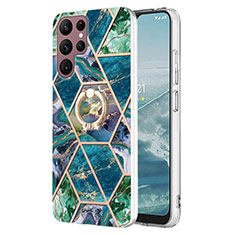 Custodia Silicone Gel Morbida Fantasia Modello Cover Y13B per Samsung Galaxy S23 Ultra 5G Blu Notte