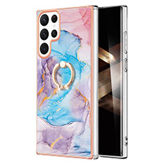 Custodia Silicone Gel Morbida Fantasia Modello Cover Y15B per Samsung Galaxy S24 Ultra 5G Blu