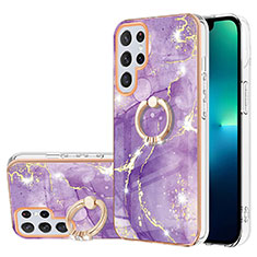 Custodia Silicone Gel Morbida Fantasia Modello Cover Y16B per Samsung Galaxy S22 Ultra 5G Viola