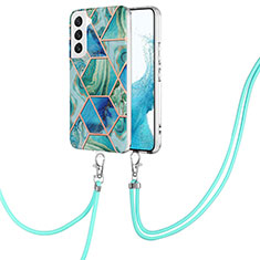 Custodia Silicone Gel Morbida Fantasia Modello Cover Y18B per Samsung Galaxy S21 FE 5G Blu