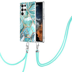 Custodia Silicone Gel Morbida Fantasia Modello Cover Y18B per Samsung Galaxy S21 Ultra 5G Ciano