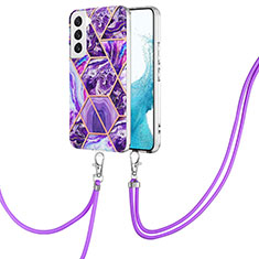 Custodia Silicone Gel Morbida Fantasia Modello Cover Y18B per Samsung Galaxy S22 5G Viola