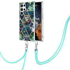 Custodia Silicone Gel Morbida Fantasia Modello Cover Y18B per Samsung Galaxy S22 Ultra 5G Verde