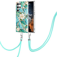 Custodia Silicone Gel Morbida Fantasia Modello Cover Y19B per Samsung Galaxy S22 Ultra 5G Verde