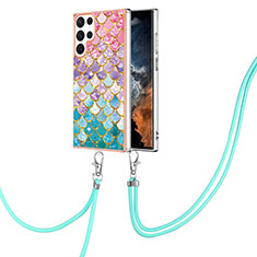 Custodia Silicone Gel Morbida Fantasia Modello Cover Y20B per Samsung Galaxy S22 Ultra 5G Multicolore