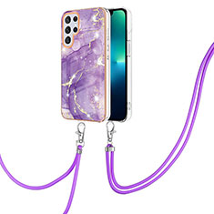 Custodia Silicone Gel Morbida Fantasia Modello Cover Y21B per Samsung Galaxy S21 Ultra 5G Viola