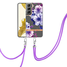 Custodia Silicone Gel Morbida Fantasia Modello Cover Y22B per Samsung Galaxy S21 Plus 5G Viola