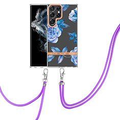 Custodia Silicone Gel Morbida Fantasia Modello Cover Y22B per Samsung Galaxy S22 Ultra 5G Blu