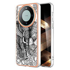 Custodia Silicone Gel Morbida Fantasia Modello Cover YB2 per Huawei Mate 60 Pro+ Plus Grigio