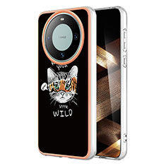 Custodia Silicone Gel Morbida Fantasia Modello Cover YB2 per Huawei Mate 60 Pro+ Plus Nero
