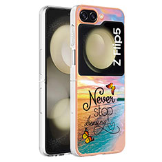 Custodia Silicone Gel Morbida Fantasia Modello Cover YB3 per Samsung Galaxy Z Flip5 5G Multicolore